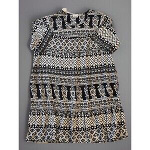 The Vermont Country store Black White Aztec Muumuu 4X Patio Dress Lounge Pockets